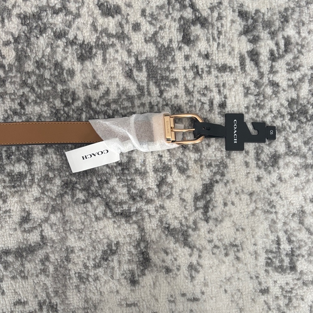 Coach Brown Leather Belt with Gold Buckle